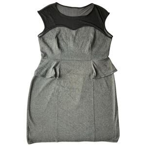 En Focus Petite Women Dress size 12P Sleeveless Sheer Top Peplum KneeLength Gray